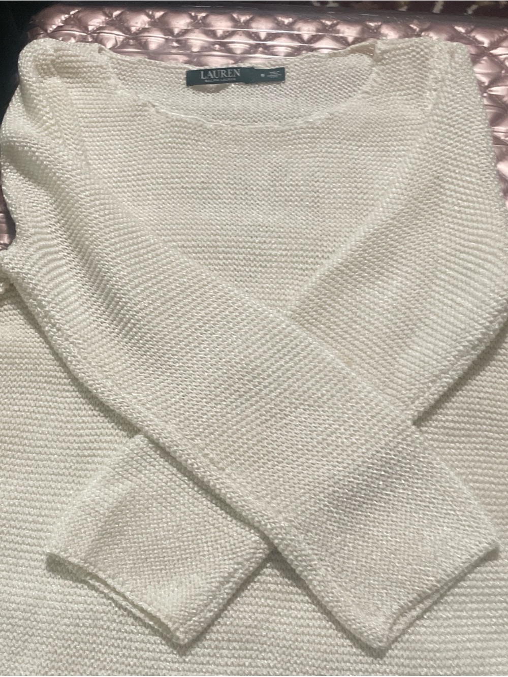 Ralph Lauren Cream V-Neck Knit Sweater